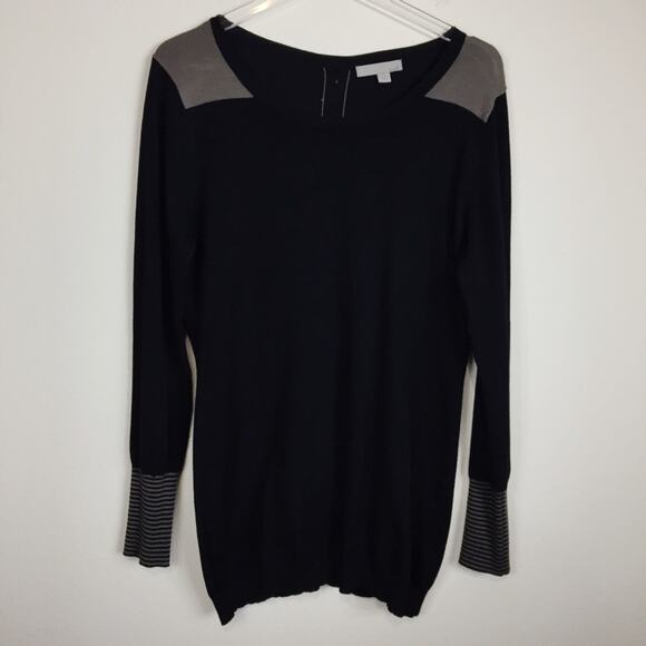 One A | Black & Tan Button Accent Sweater Sz L - Picture 1 of 4